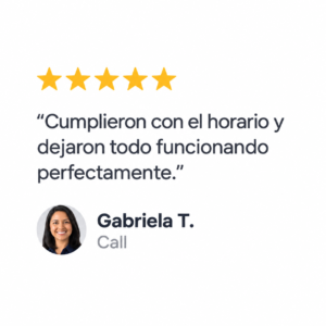 Reseña de 5 estrellas de Gabriela T.: Cumplieron con el horario y dejaron todo funcionando perfectamente.